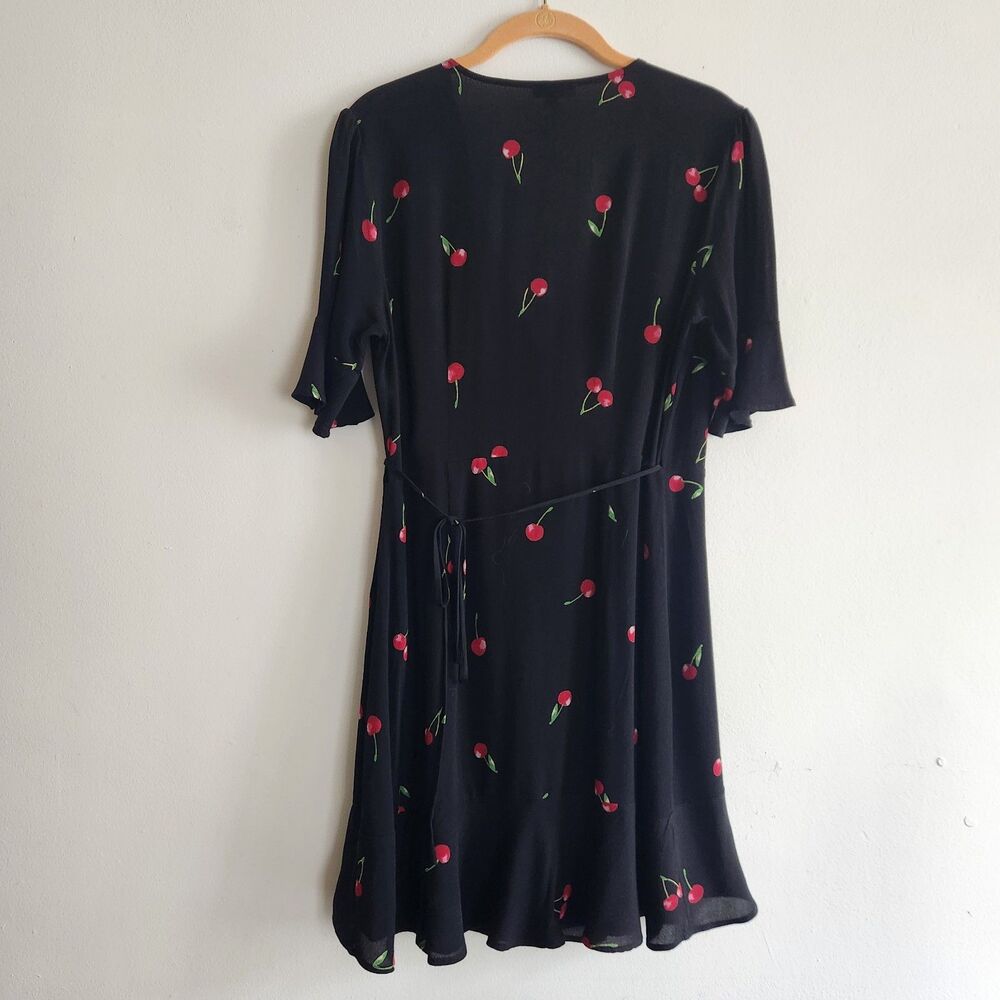 Rails Aimee Black Cherry Print Wrap Mini Dress Size M novelty summer vacation - Picture 6 of 10
